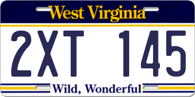 WV license plate 2XT145