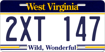 WV license plate 2XT147