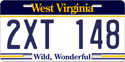 WV license plate 2XT148