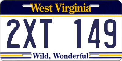 WV license plate 2XT149