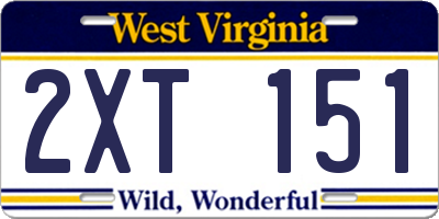 WV license plate 2XT151