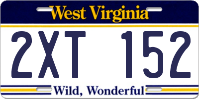 WV license plate 2XT152