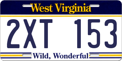 WV license plate 2XT153