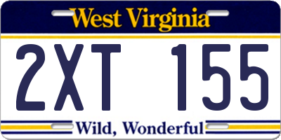 WV license plate 2XT155