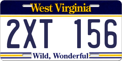 WV license plate 2XT156