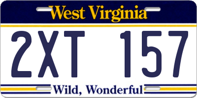 WV license plate 2XT157