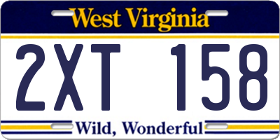 WV license plate 2XT158
