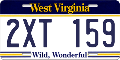 WV license plate 2XT159