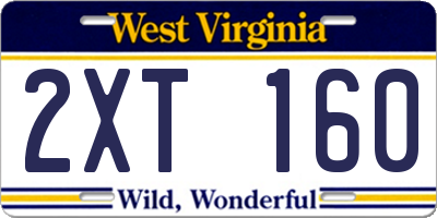 WV license plate 2XT160