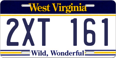 WV license plate 2XT161