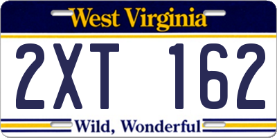 WV license plate 2XT162