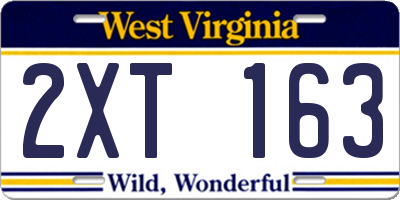 WV license plate 2XT163