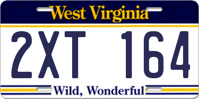 WV license plate 2XT164