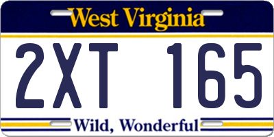 WV license plate 2XT165