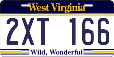 WV license plate 2XT166