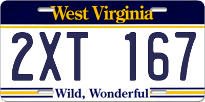 WV license plate 2XT167