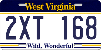 WV license plate 2XT168