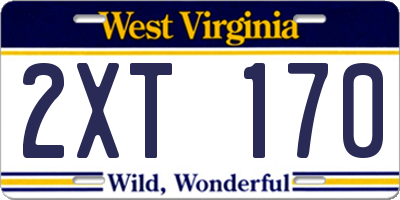 WV license plate 2XT170