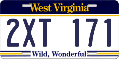 WV license plate 2XT171