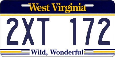 WV license plate 2XT172