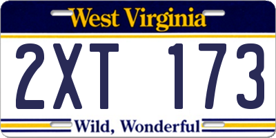 WV license plate 2XT173