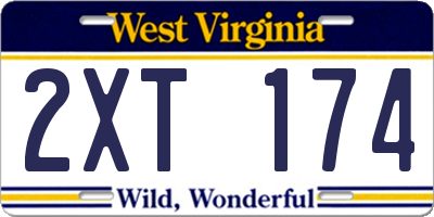 WV license plate 2XT174