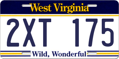 WV license plate 2XT175