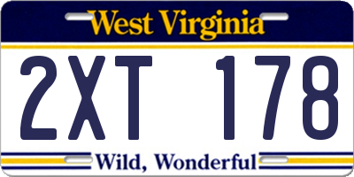 WV license plate 2XT178