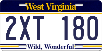WV license plate 2XT180