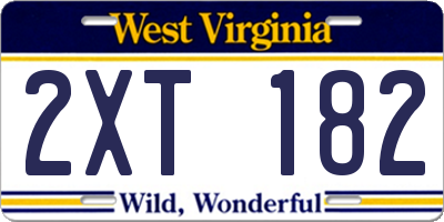 WV license plate 2XT182