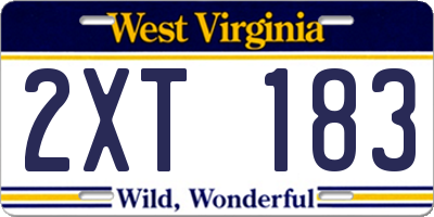 WV license plate 2XT183