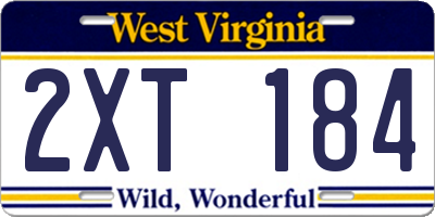 WV license plate 2XT184