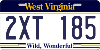WV license plate 2XT185