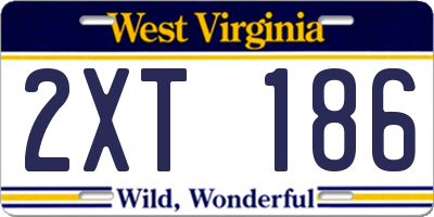 WV license plate 2XT186