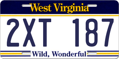 WV license plate 2XT187