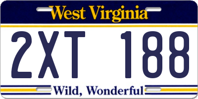 WV license plate 2XT188