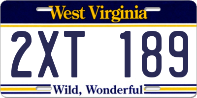 WV license plate 2XT189