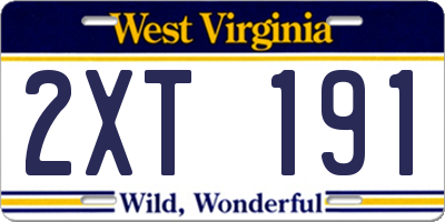 WV license plate 2XT191