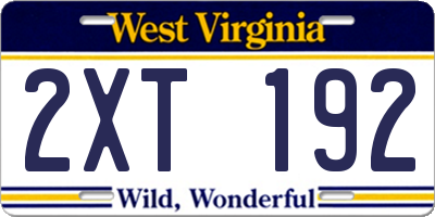 WV license plate 2XT192