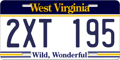 WV license plate 2XT195