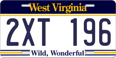 WV license plate 2XT196