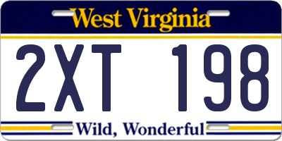 WV license plate 2XT198