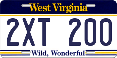 WV license plate 2XT200