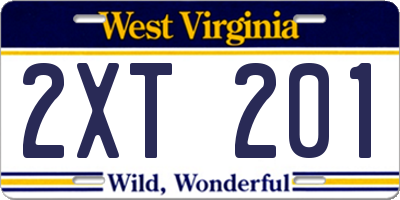 WV license plate 2XT201