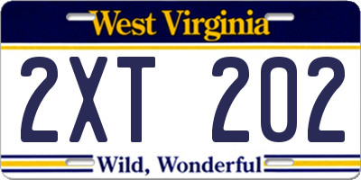 WV license plate 2XT202