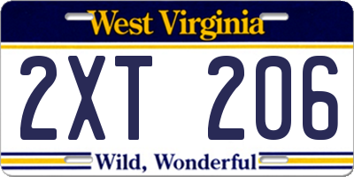 WV license plate 2XT206