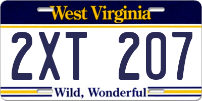 WV license plate 2XT207