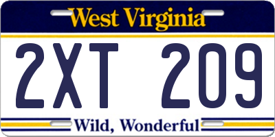 WV license plate 2XT209