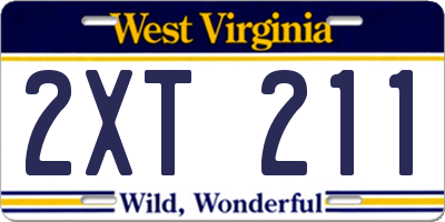WV license plate 2XT211