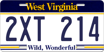 WV license plate 2XT214